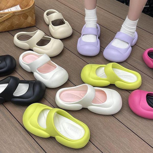 Slippers Women 2023 Summer Platform Soft Sole Home Shoes Non Slip Mary Jane Concise Cool Sweet Outdoors Eva Mulheres