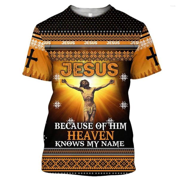 Herren T-Shirts Christian Catholic Jesus 3D Print T-Shirt Sommer Ostern runder Nacken Kurzarm Casual Style Clothing