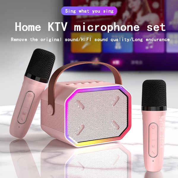 Alto -falantes portáteis LED Light Fashion Mini Bluetooth Speaker Camping Party Family Boombox Mic Wireless Home KTV Conjunto CAIXA DE SOM TF CARTO FM 230821