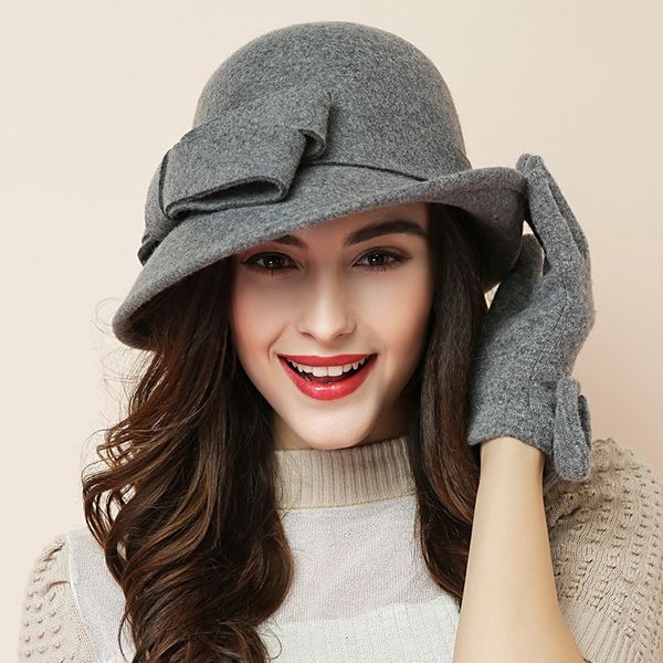 Chapéus de aba larga chapéu de inverno para mulheres 1920s gatsby flor flor quente lã fedora tap ladies igreja cloche bonnet femme sentiu fedoras 230822