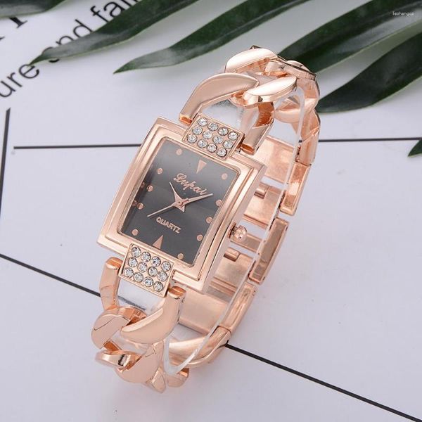 Relógios de pulso Luxo Vintage Rhinestone Watch for Women Crystal Bracelet Dial Dial Analog Quartz Fashion Girs Girls 2023