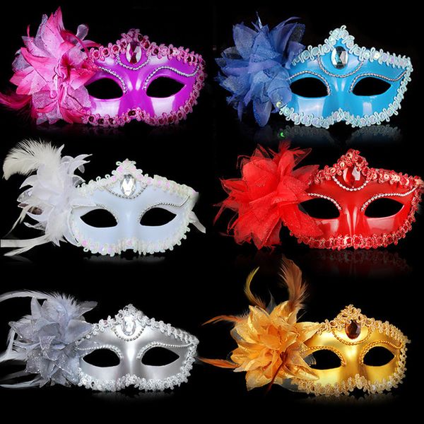 Party -Masken Dance Diamant Feather Venezianische Maske Venedig Blume Hochzeit Karneval Performance Kostüm Sex Lady Masquerade 230821