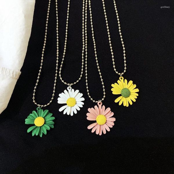 Colares pendentes Colar de namorada de girassol Feminino estudante coreana simples planta de flor de sol ornamento