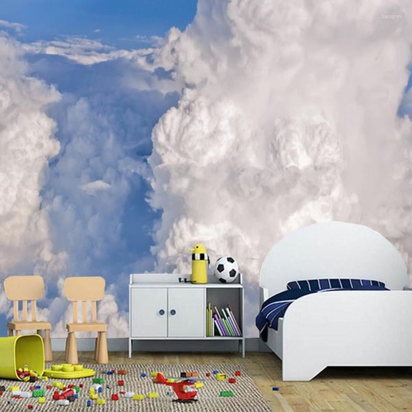 Tapeten große Wandmalereien Himmel weiße Wolken natürliche Landschaft Pomal für Wohnzimmer Sofa Kinder Hintergrund Tapete Tapete