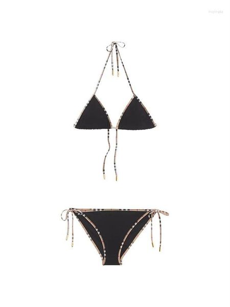 Designer femminile da bagno femminile sexy alla moda fasion bikini nero stampato floreale a tre punti Famiglia spaccata da bagno a nuoto femmina Sumpi rossi abiti da donna