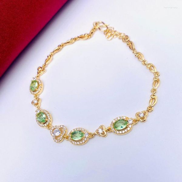 Bracelets de charme Pulseira grátis Sargent Bracelet incrustada com temperamento de ouro de 18k feminino de Emerald NATURA GEM