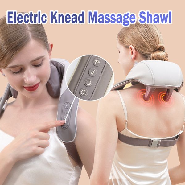 Massageando travesseiros de pescoço de pescoço de massagem cervical elétrica Shawl Músculos de ombro estimulador Comprompactar massageador Antifatigue Antifatigue Cuidados de saúde 230821