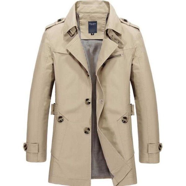 Trench de trincheira masculino de outono inverno homem homem de comprimento de comprimento médio masculina roupas finas em ajuste de luva longa 2021 designer grande tamanho 5xly375