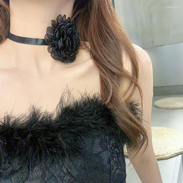 Лента Choker лента роза ожерелье с черным кружевным воротником подходит для женских вечеринок