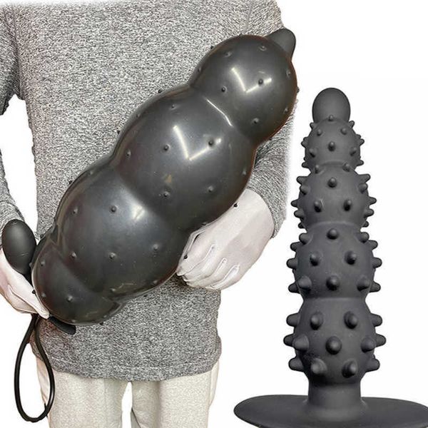 Massagegerät Größter 12 cm Aufblasen Analplug Riesiger Buttplug Dildo Spike Stimulieren für Frauen/Männer Masturbatoren Big Adult Goods