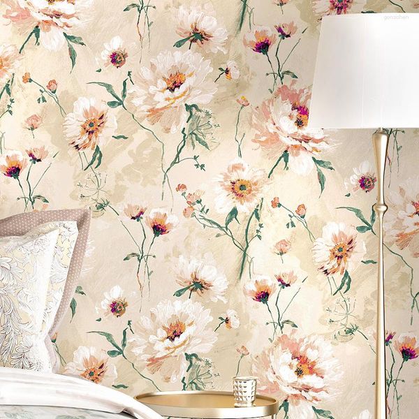 Hintergrundbilder Korea Vintage Pastoral Blumen Tapete 3 D Retro Schlafzimmer Wohnzimmer Sofa TV Hintergrund Home Deor Wall Cover Blume