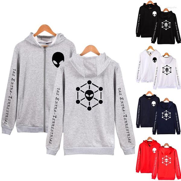 Herren Hoodies Frühling Herbst et al. Alien Hoodie Print Mody Männer Frauen Reißverschluss Jacken Tasche Langarm Homme Kapuze -Sweatshirts Top 4xl