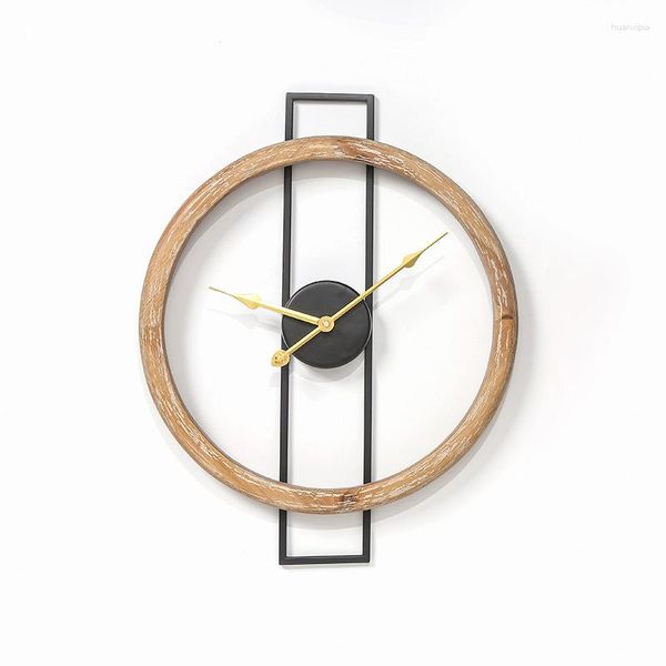 Relógios de parede American Creative Wood Clock LCD Display Silent Modern Modern Design Decorações de sala RELOJ DE PARED