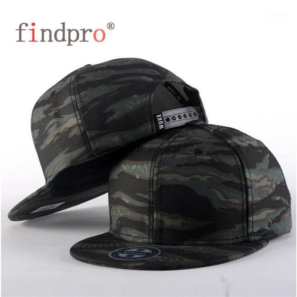 FindPro Camo Snapback Caps Nuovi cappelli hip hop regolabili piatti per uomini donne camuffando baseball bboy bboy stile unisex1270k