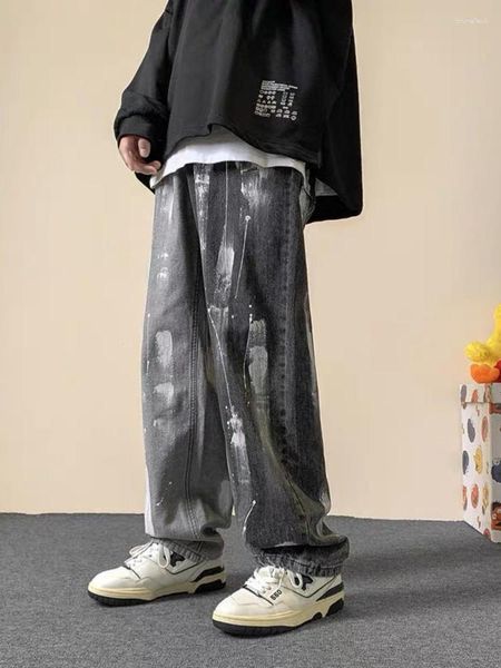 Jeans maschile Foufurieux American Graffiti vintage uomini pantaloni a gamba a gamba larga primavera 2023 tendenza in stile hip-hop di moda