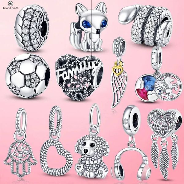 925 Серебро для Pandora Charms Jewelry Beads Openwork Music Notes Charms Set Подвеска Diy Fine Beads Jewelry