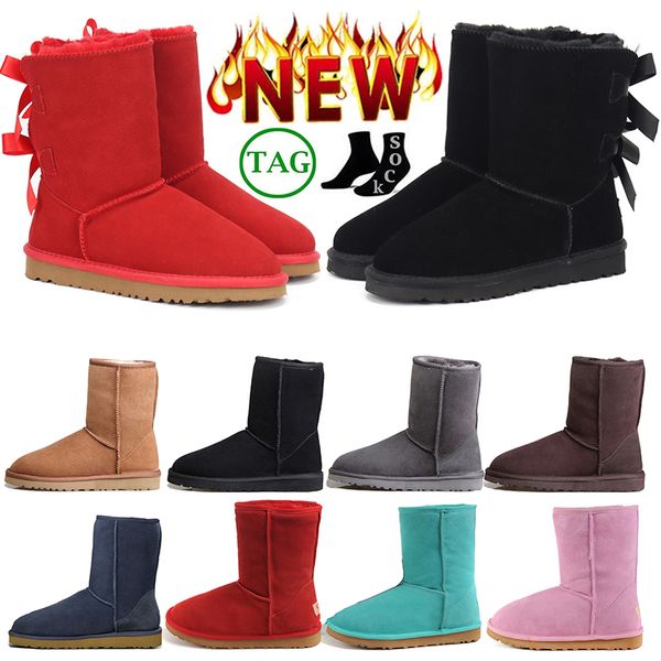 Designer Winter Candy Fur Bot Bot Women Luxury Girl Classic tornozelo curto uggitys bota de perfuração quente sapatos altos sapatos castanha rosa arco austrália uggglies Outdoor