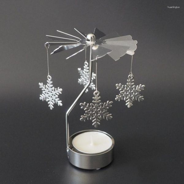 Candele che girano in metallo fiore di neve floffloke sterzo a candeliera di Natale decorazioni da scrivania per la festa di Natale