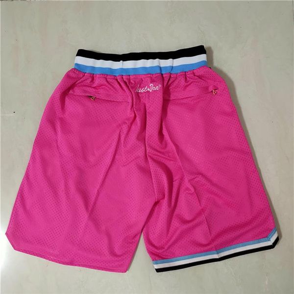 Herren -Team Basketball Short Just Fan's Pink Color Black Red Sport Shorts Shorts Hip Pop Hosen mit Pocket Reißverschluss Sweat280b
