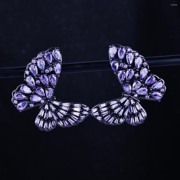 Ohrohrringe exquisite Schmetterling Weiß/lila Zirkon für Frauen Mädchen Schöne Kristallohrring Hochzeit Schmuck Geburtstag Geschenke