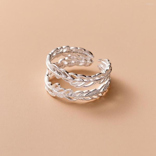 Anelli a cluster Vintage 925 Anello di dito a doppio strato in argento sterling per donne e ragazze chic alla moda