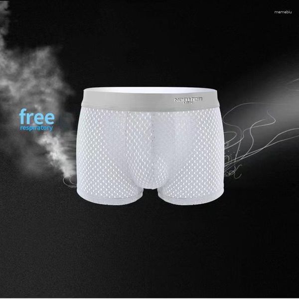 Cuecas masculinas boxers roupas íntimas internas shorts respiráveis ​​Briefes de gelo elástico de seda masculina boxeador