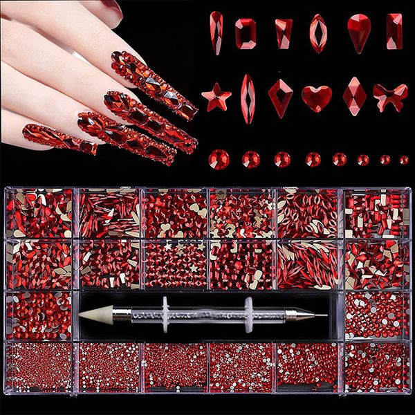 Nagelkunst Dekorationen Nagelkunst Strauchsteine ​​Dekorationen Set Kristallnagel Charms Diamond Diy Legierung Luxus Schmuck Edelstein Nagel Teile Accessoires Steine ​​230822