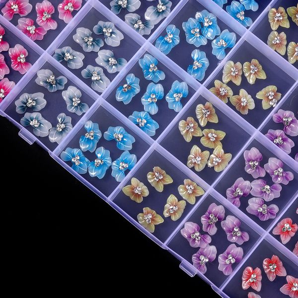 Decorações de arte da unha 120pcs 6 cores 3d acrílico vidro de vidro strass de vidro encharms de unha resina design de unhas de petina diy acessórios de decoração de unhas 230822