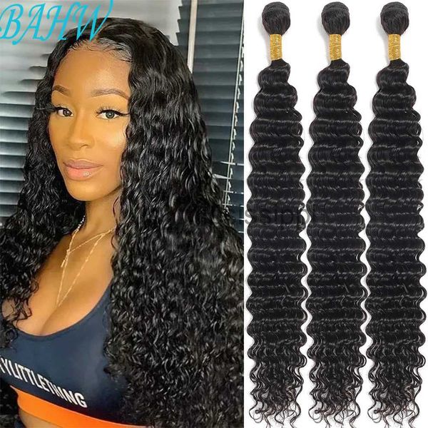 Perucas sintéticas telas de cabelo da malaio pacote 12a onda profunda pacote de cabelo humano pacote de cabelo virgem molhado e ondulado atacadistas de cabelo encaracolados x0823