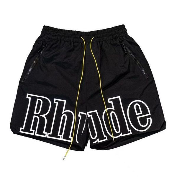 Shorts de grife masculino, shorts de praia, camisa feminina de algodão de manga curta, shorts casuais multifuncional Rhude camiseta de secagem rápida, shorts de malha respirável.