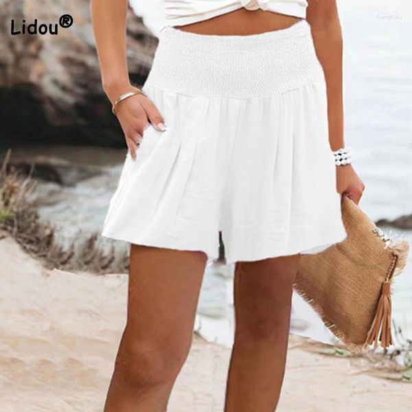 Shorts's Shorts Fashion for Women 2023 Summer Tre Pants Solid Elastic Waist Spiccing Tasche