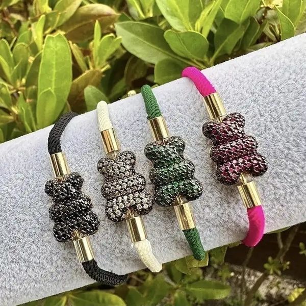 CHARM BRACELETS 5 PCS Günlük Yaşam İçin Şanslı Çok Renkli Stres Zirkon Sevimli Ayı Bilezik Kadın Bohem Ayarlanabilir Takı 230822