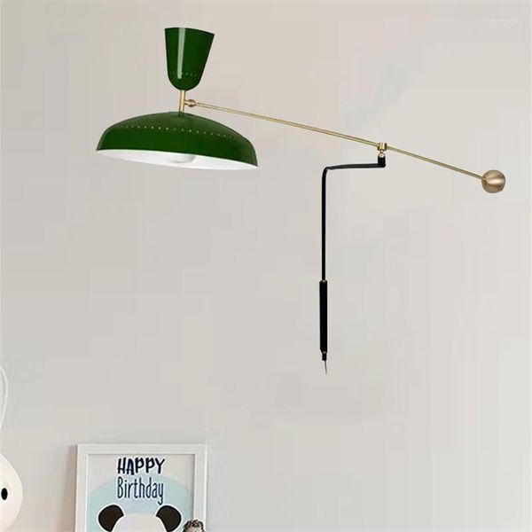 Lampada murale G1 Regola angolo di paralume verde vintage Regolazione angolare retrò e27 lampadina per la lettura della camera da letto Light Decoration Light