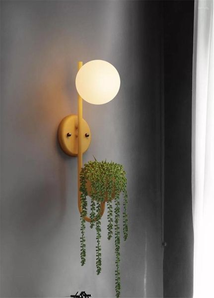Lâmpadas de parede modernas plantas coloridas luzes redondas