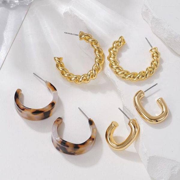 Серьги-грибы 3PCS/SET изысканный творческий простые акриловые C-образные цепные обруча ушные штуки благородные темпераменты Женщины-ювелирные изделия подарки