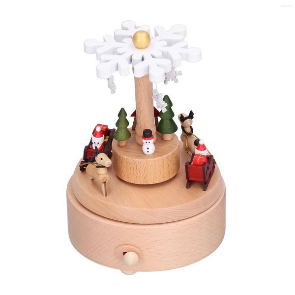 Figurine decorative scatole musicali di Natale forti e resistenti scatole in legno attraente squisita per il soggiorno in camera da letto altri luoghi