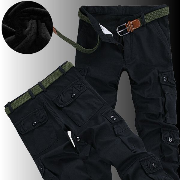 Männers Trailsuits Winter Dicke warme Frachthose in voller Länge Multi -Taschen -Multi -Taschen -Militär -Baggy Tactical Fleece Long Hosen plus Größe 40 230823