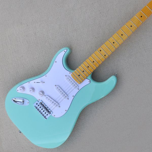 6 corde chitarra elettrica a sinistra a blu chiaro con pickup SSS White Pickguard personalizzabile