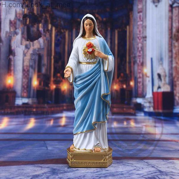 Sacred Heart of Maria Statue Harz Unbefleckt Herz gesegnet Statue Reinheit Hingabe katholische Dekoration Geschenk Wohneinrichtung Q230823