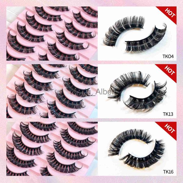 Ciglia false spedizione gratuita 10 paia 10 ciglia a strisce russe da 10 mm-18 mm dcurl faxu moschetta ciglia soffice false ciglia false trucco x0823