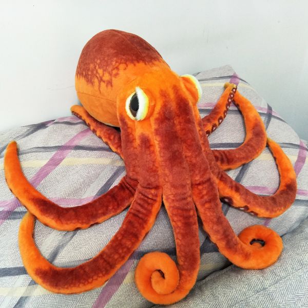 PLUSH DOLLS SIMULAÇÃO Orange Octopus Baby Children Children Byled Toy para presente de aniversário Animais marinhos 230823