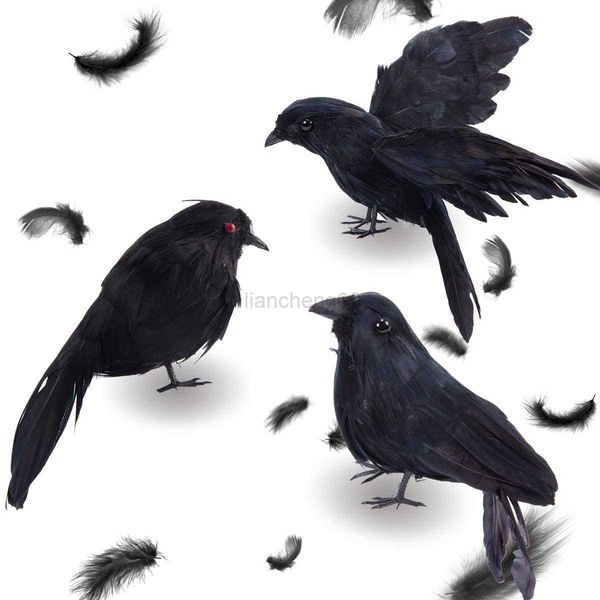 Outros suprimentos de festa festiva 1pcs Decorações de Halloween Black Crow Model Simulação Fake Bird Animal Toys for Home Party Fancy Dorting Decoration Horror Props L0823