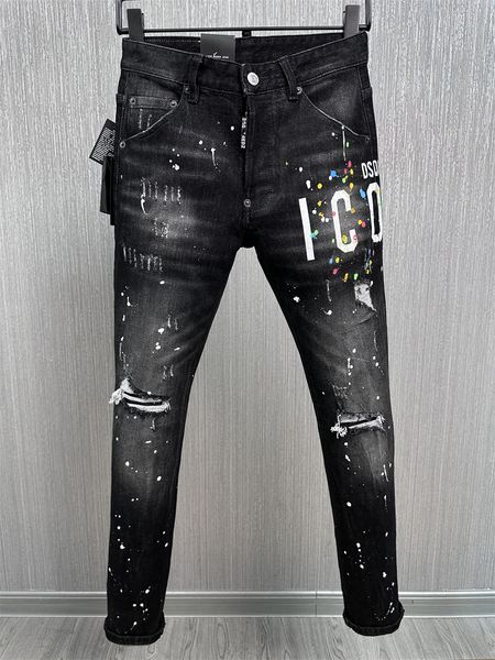 Y2K Kot Tasarımcı Klasik Erkekler Kot Knight Boy Jeans Style İnce Streç taş yıkama işlemi Yırtık Kot Asya Boyutu 28-38 158