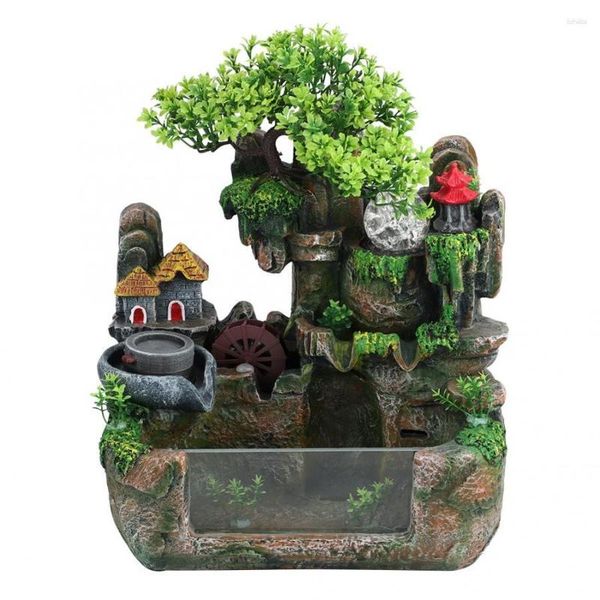 Decorações de jardim de simulação interna criativa Resina de desktop Rockery Water Fonte Bonsai Decoração de escritório Meditação de relaxamento