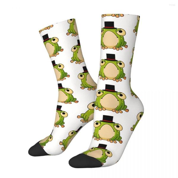 Herrensocken lustiger glücklicher wütender Frosch mit Top -Hut Retro Harajuku Tier Hip Hop Neuheit Crazy Socken Geschenkmuster gedruckt