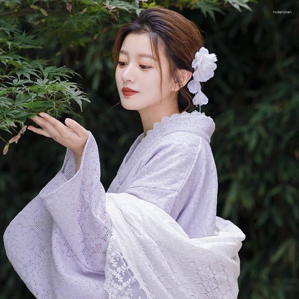 Ethnische Kleidung sexy Frauen Mädchen Japanisch traditionelles Kimono -Kleid mit Obi Blumendruck Langarm Yukata Cosplay Bühne Performing Kleid