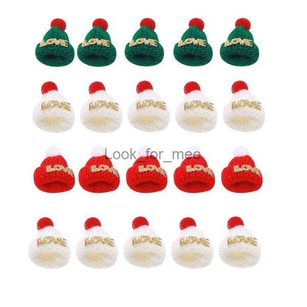 20pcs Şişeler için Noel Baba Şapkası Mini Noel Şapkası Bebekler için Lolipop Noel Ağaç Örme Şapkalar Navidad Dekor Klip Klip Diy El Sanatları HKD230823