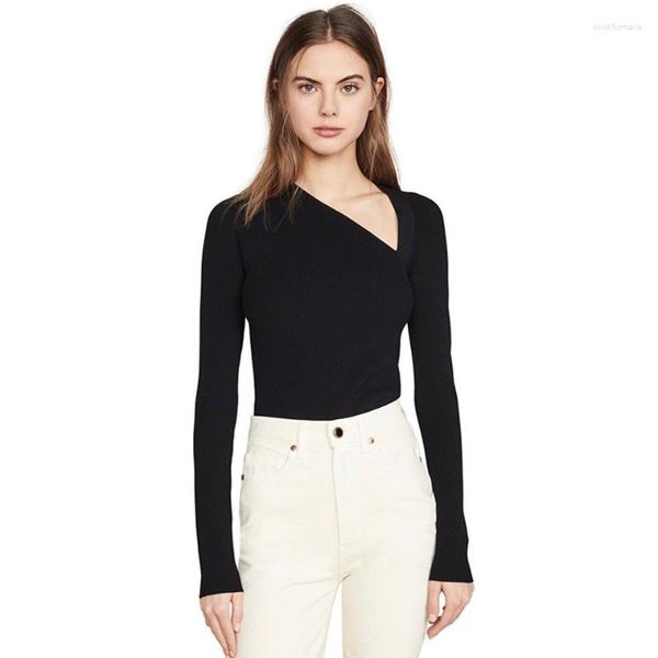 Maglioni femminili EOS 2023 Spring Design Black Black Asimmetrico Magni maglione maglione maglione sexy dalla spalla