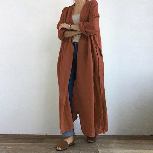 Kadın trençkotları hırka şık büyük boyutlu saf renk makarası serin sonbahar ceket açık dikiş kadın giyim 230822