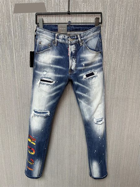 Jeans da uomo classici di design Knight Boy Jeans stile slim stretch con processo di lavaggio in pietra Jeans strappati taglia asiatica 28-38 434